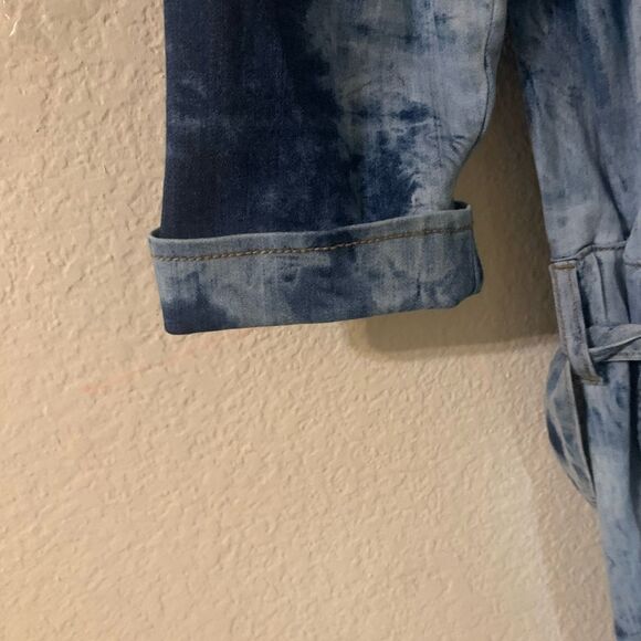 Gabrielle Union NY&Co Tie-Dye Denim Jumpsuit Chambray & Navy Blue Size Large - Picture 8 of 14
